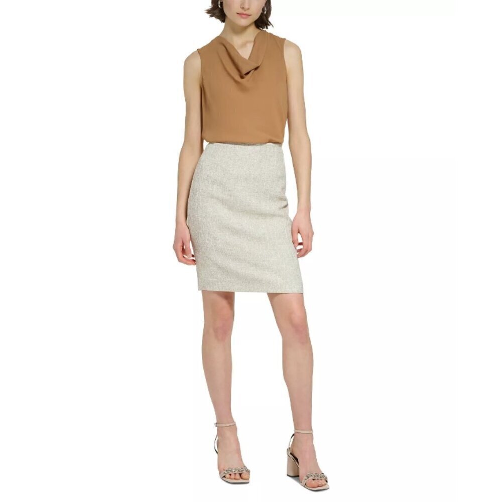 CALVIN KLEIN Women's Biscotti Knee-Length Textured Pencil Skirt NWT - Picture 4 of 6
